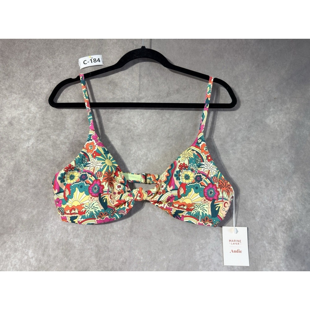 Marine Layer Andy Santorini Bikini Top Summer Groove Pattern XL Msrp $72